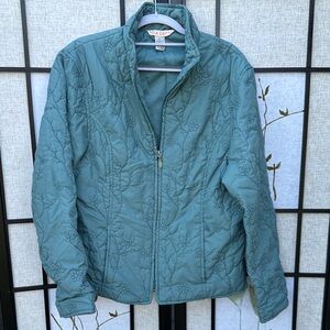 Nina Capri Teal Floral Puffer Jacket